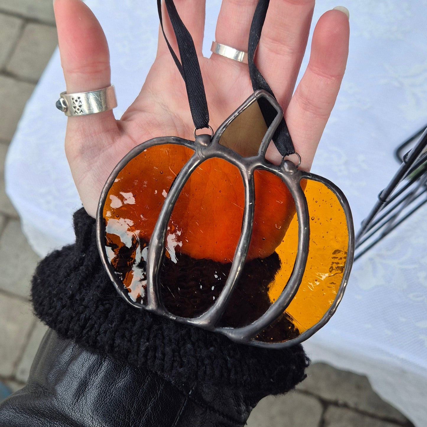 Pumpkin Suncatcher Small - Black Patina