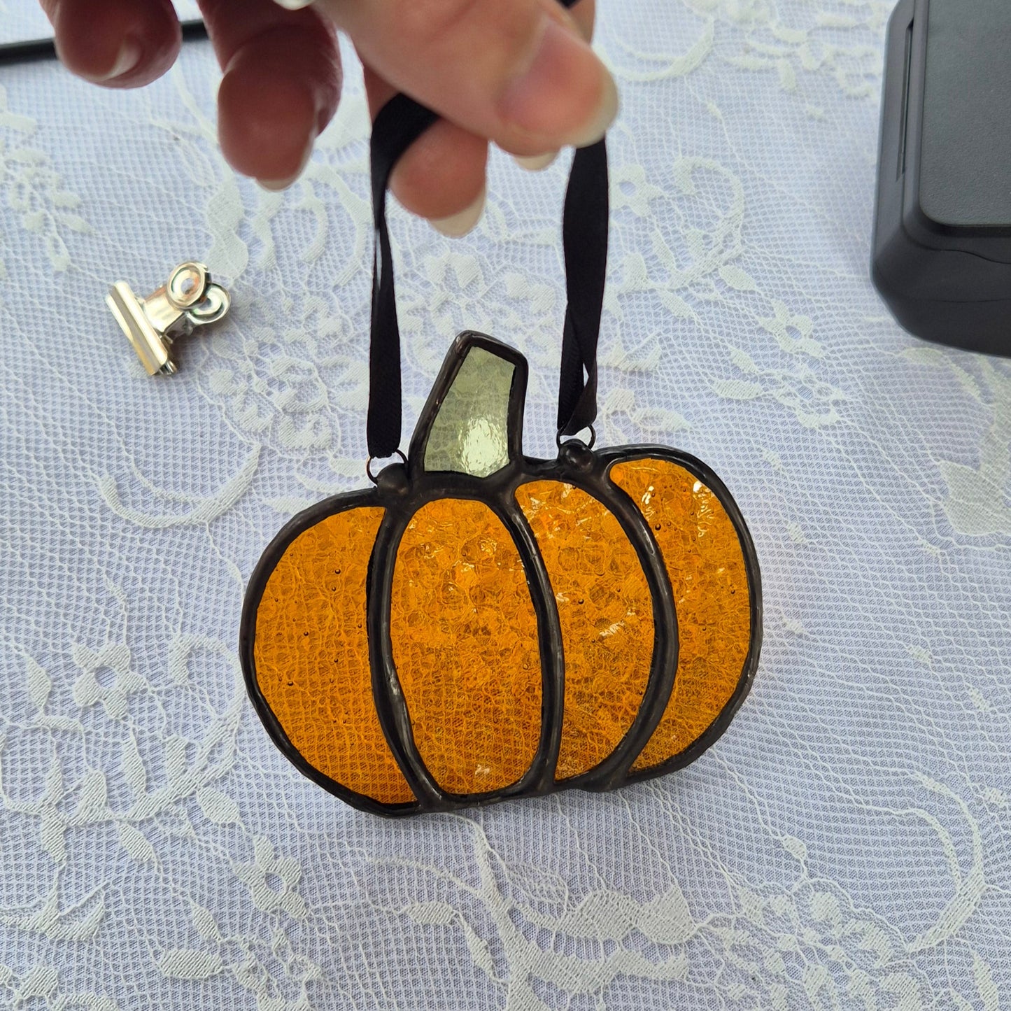 Pumpkin Suncatcher Small - Black Patina