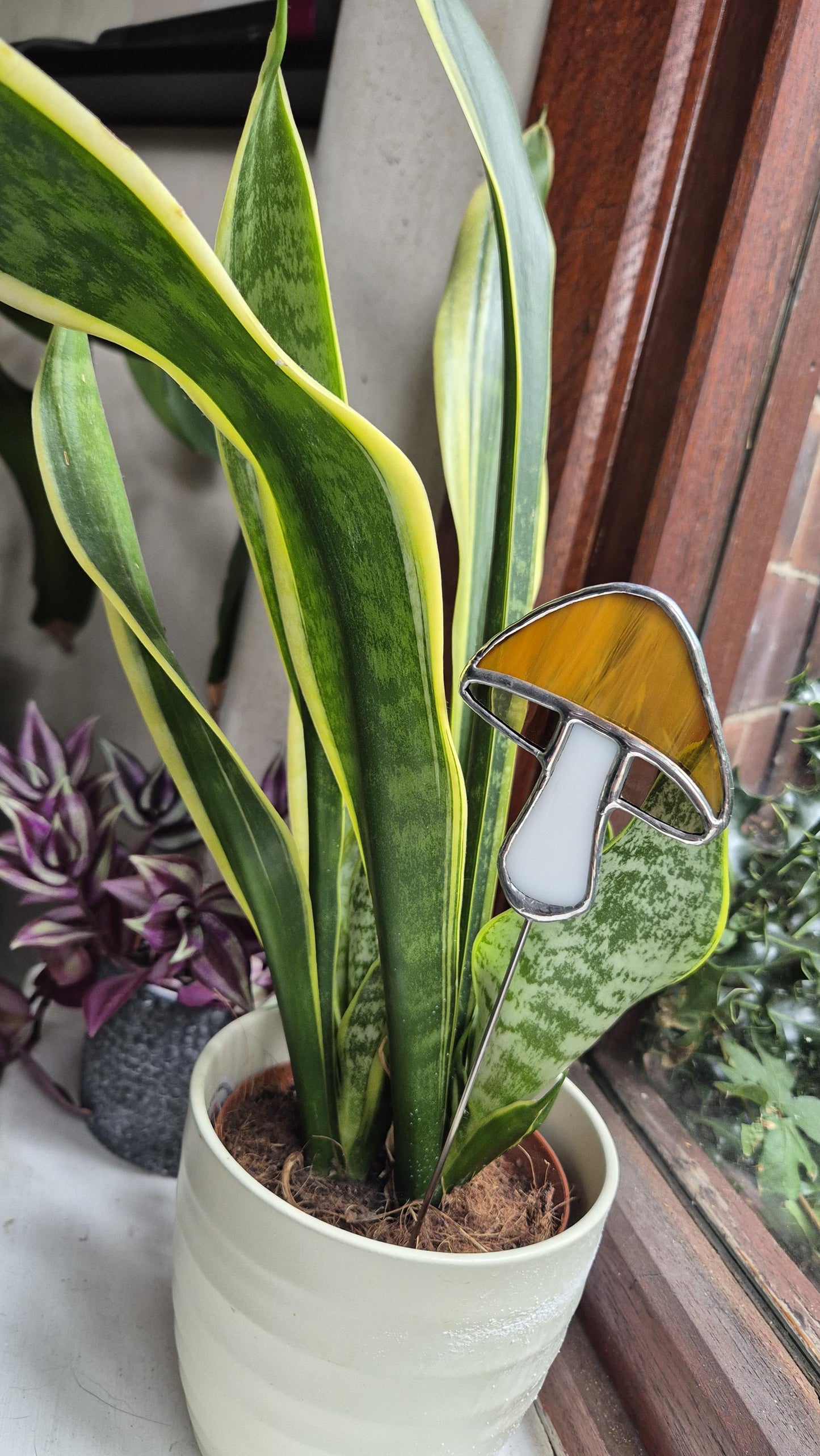 Mushroom Stained Glass Suncatcher Plant Stake