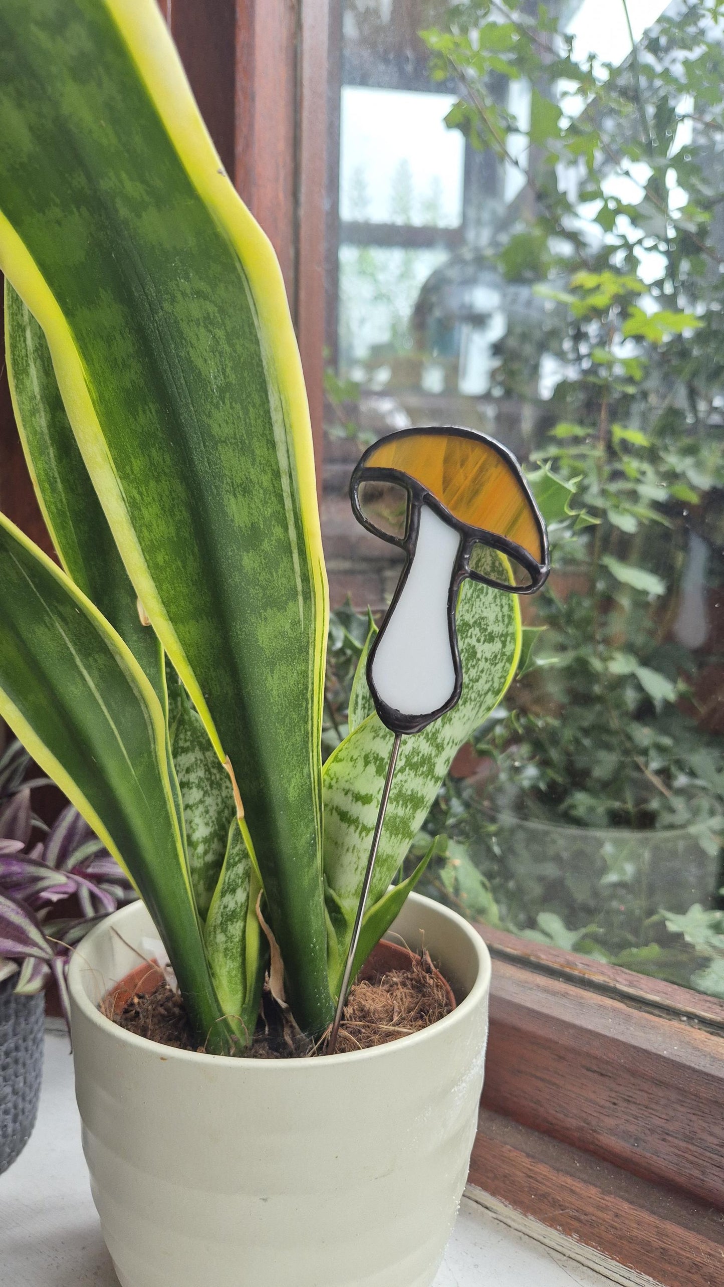 Mushroom Stained Glass Suncatcher Plant Stake