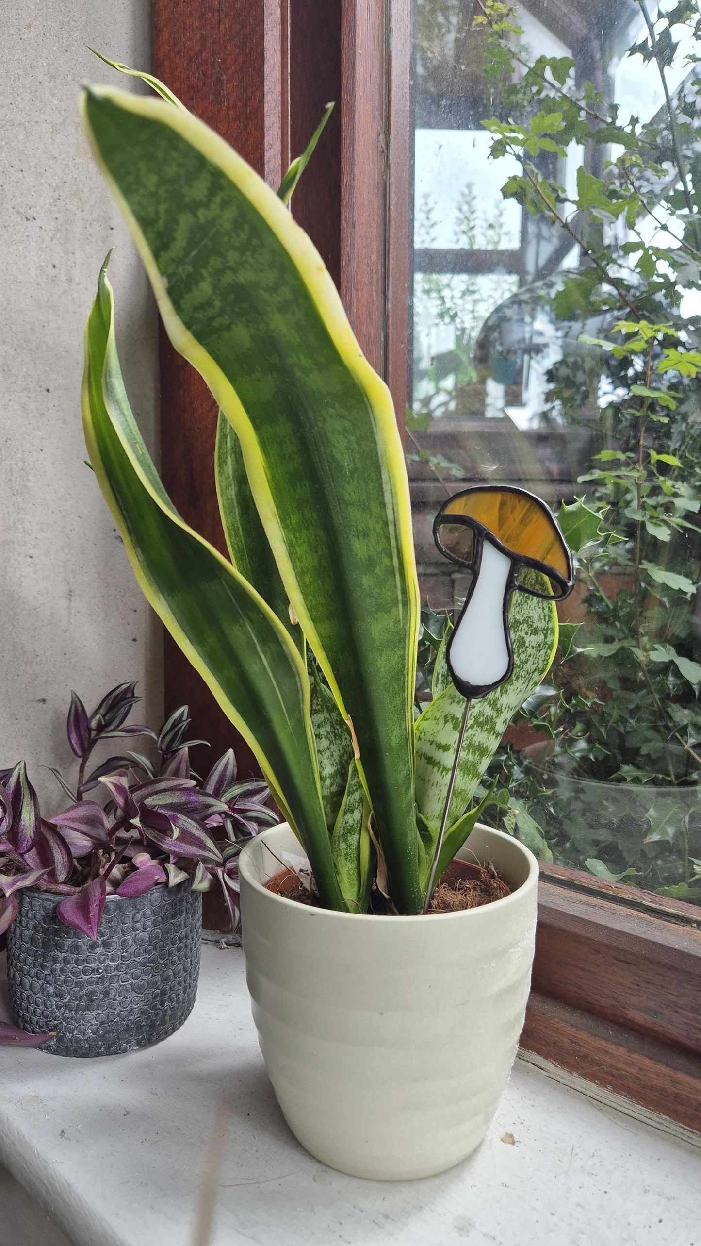 Mushroom Stained Glass Suncatcher Plant Stake