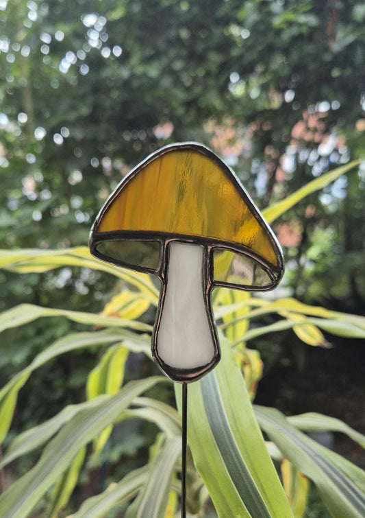 Mushroom Stained Glass Suncatcher Plant Stake