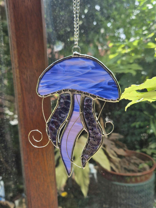Stained Glass Purple Hanging Jellyfish