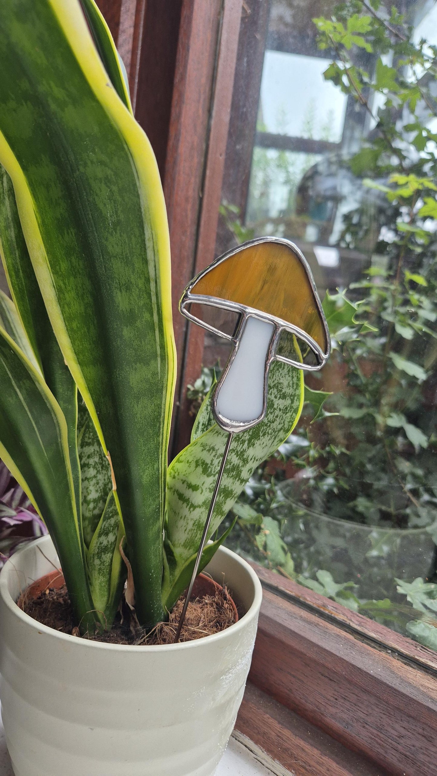 Mushroom Stained Glass Suncatcher Plant Stake