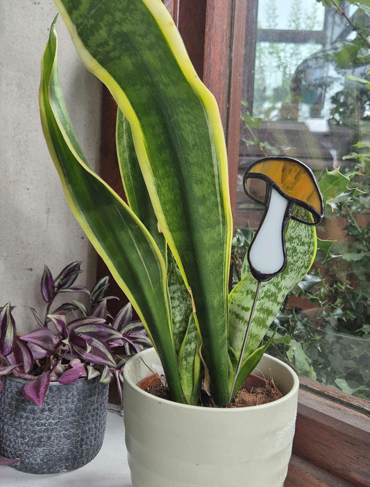 Mushroom Stained Glass Suncatcher Plant Stake