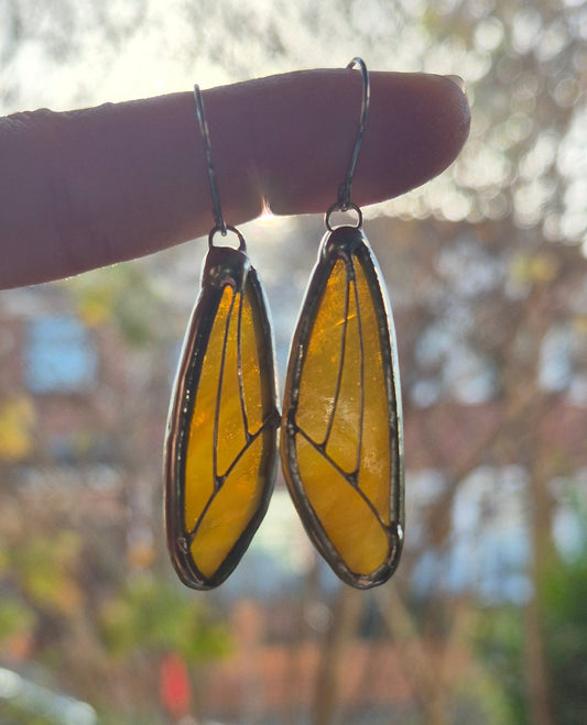 Amber Wispy Wing Earrings