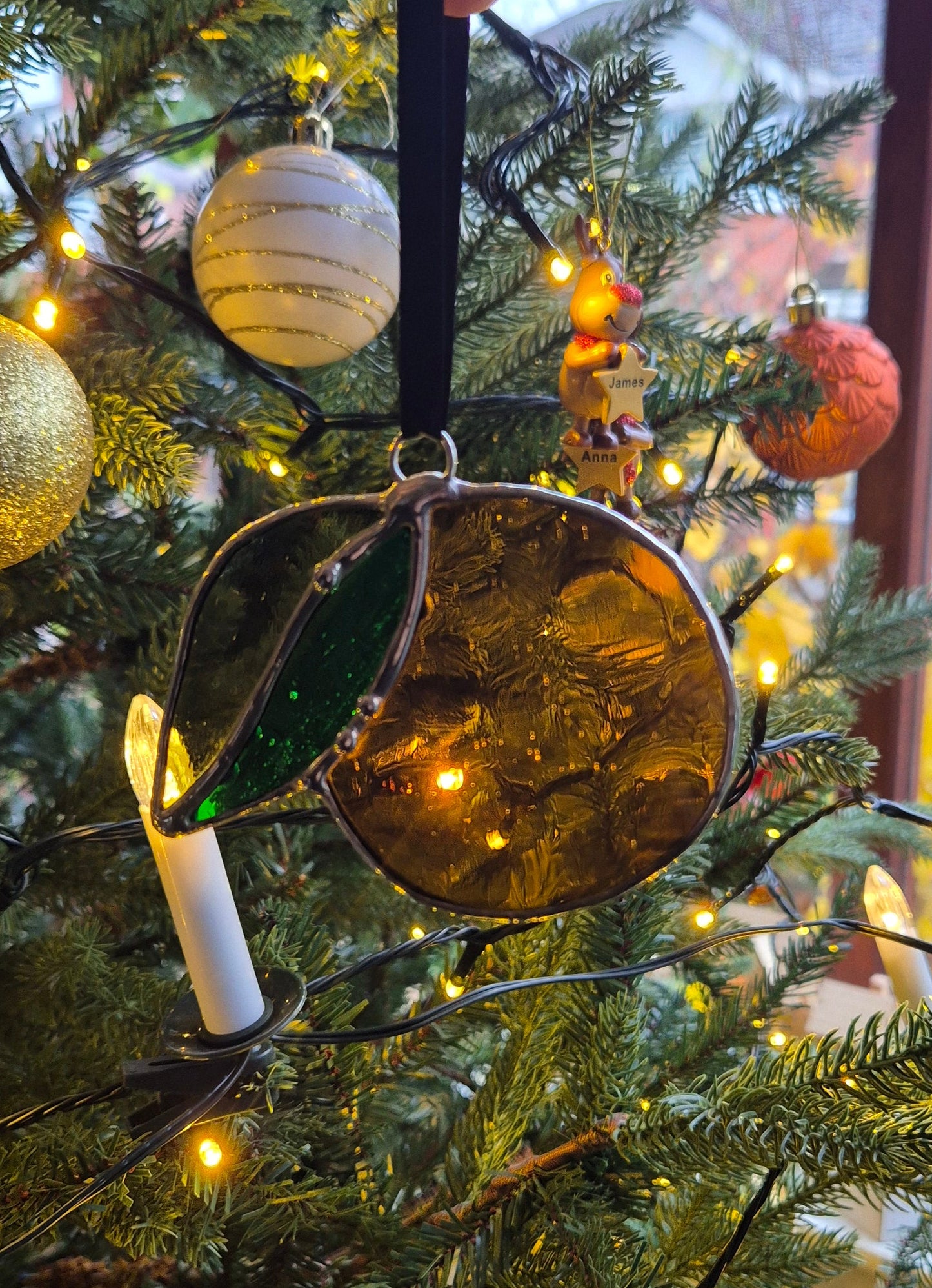 Orange Stained Glass Hanging - Small