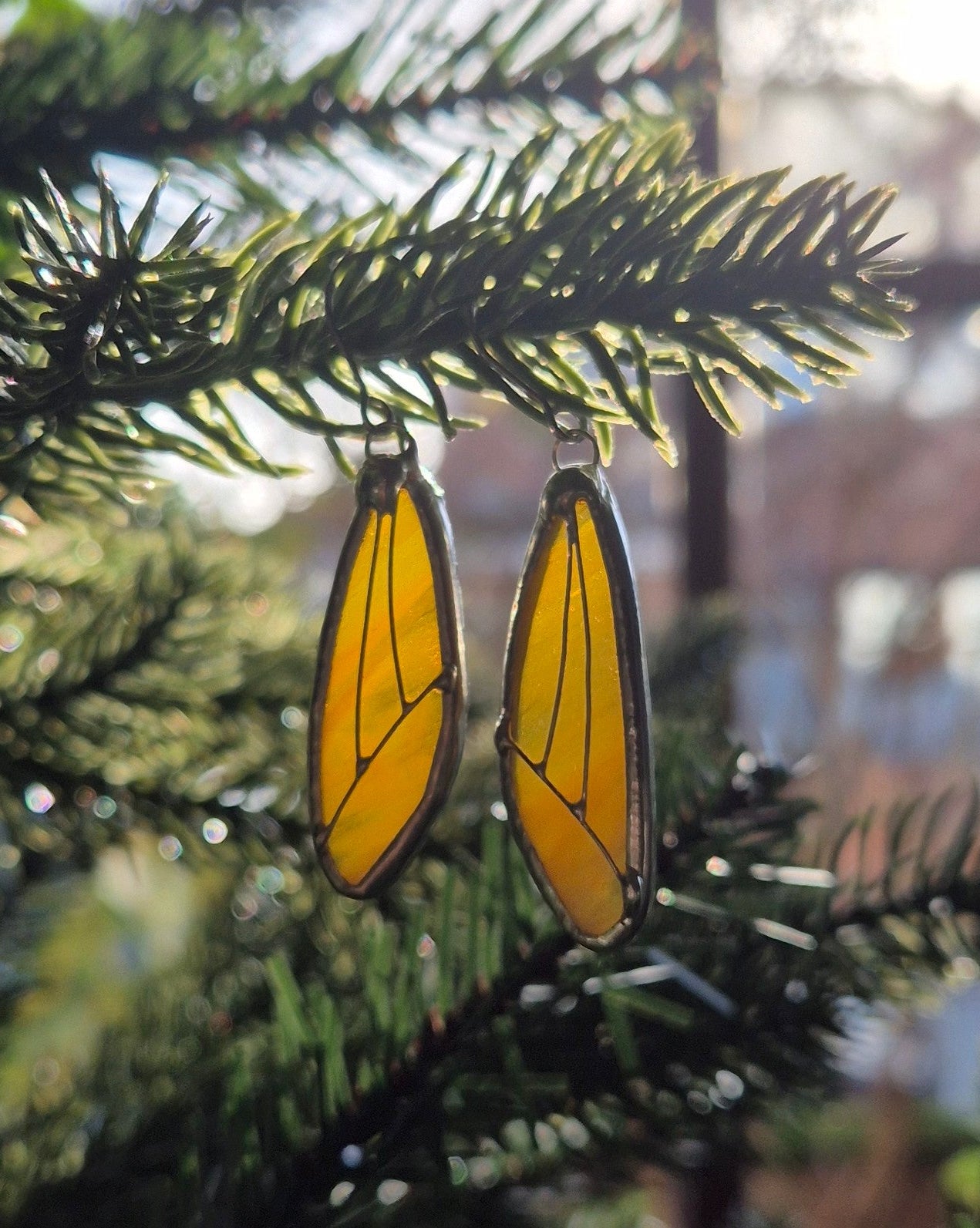 Amber Wispy Wing Earrings