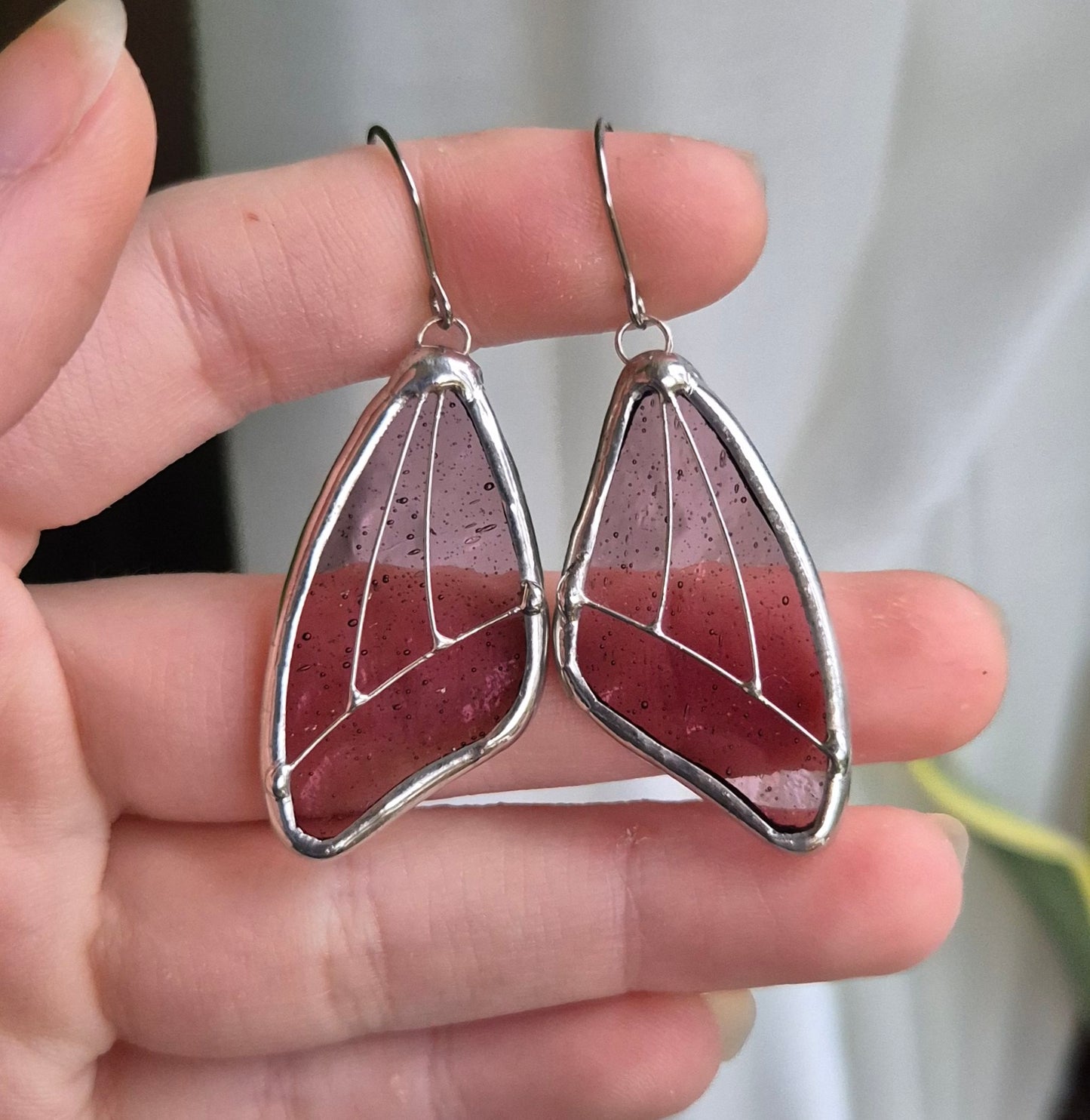 Pink Transparent Butterfly Wing Earrings