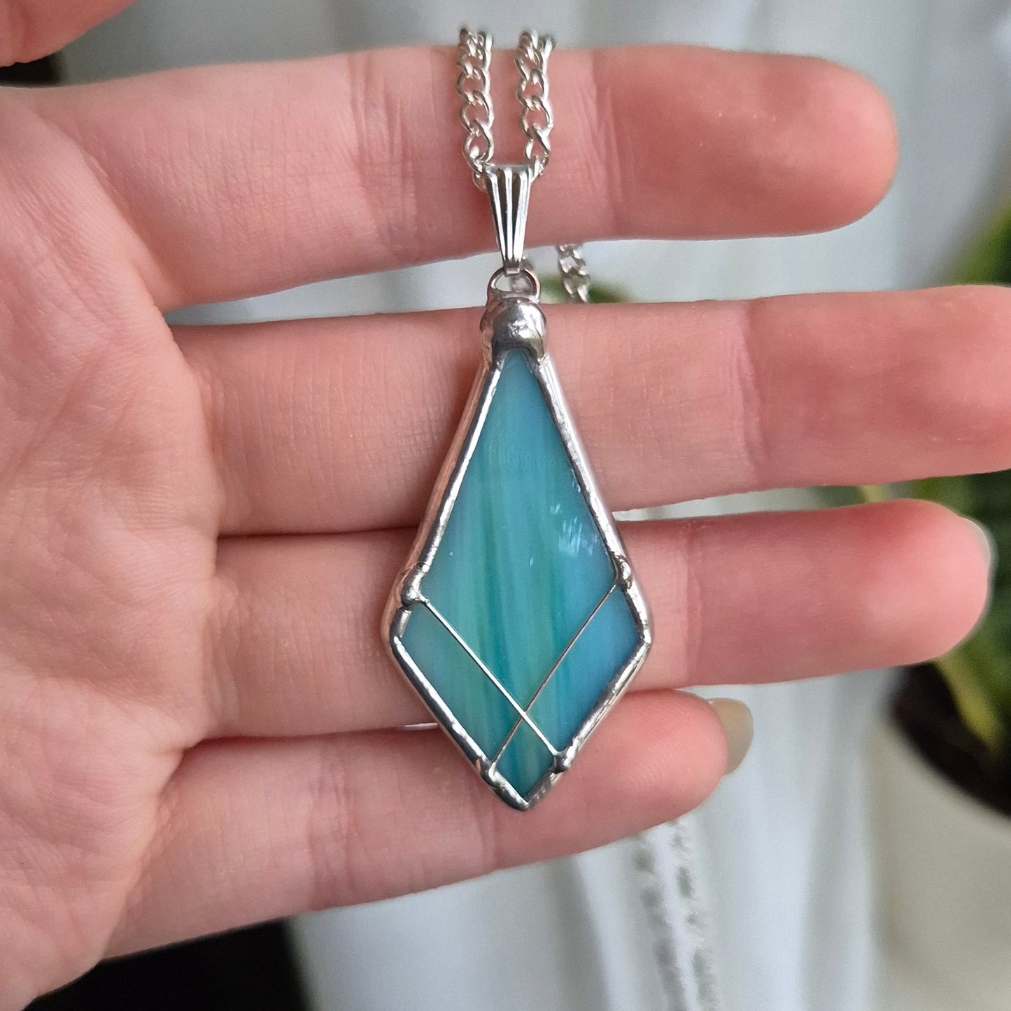 Blue Diamond Shape Necklace