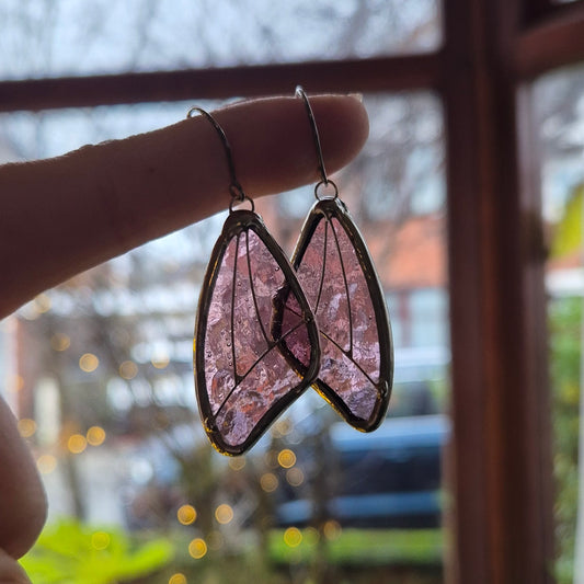 Pink Transparent Butterfly Wing Earrings