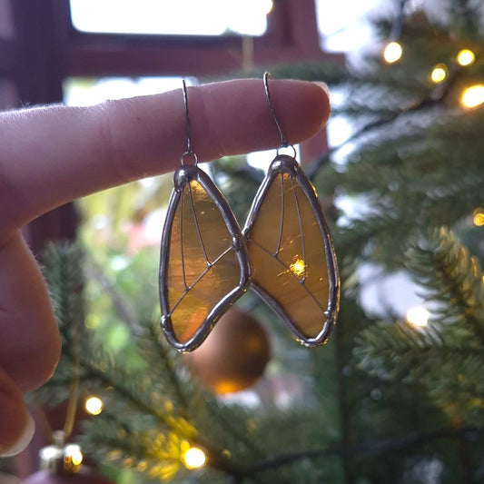 Amber Wispy Butterfly Wing Earrings