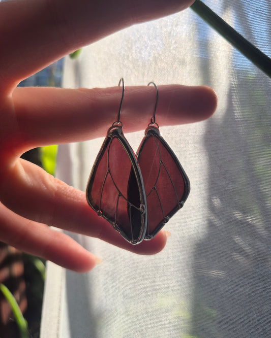 Burgundy Wispy Butterfly Wing Earrings