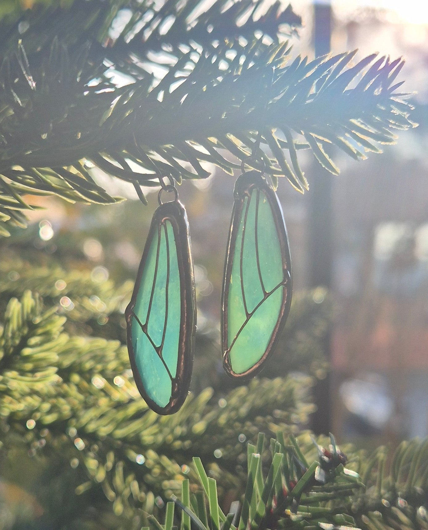 Blue Wispy Wing Earrings