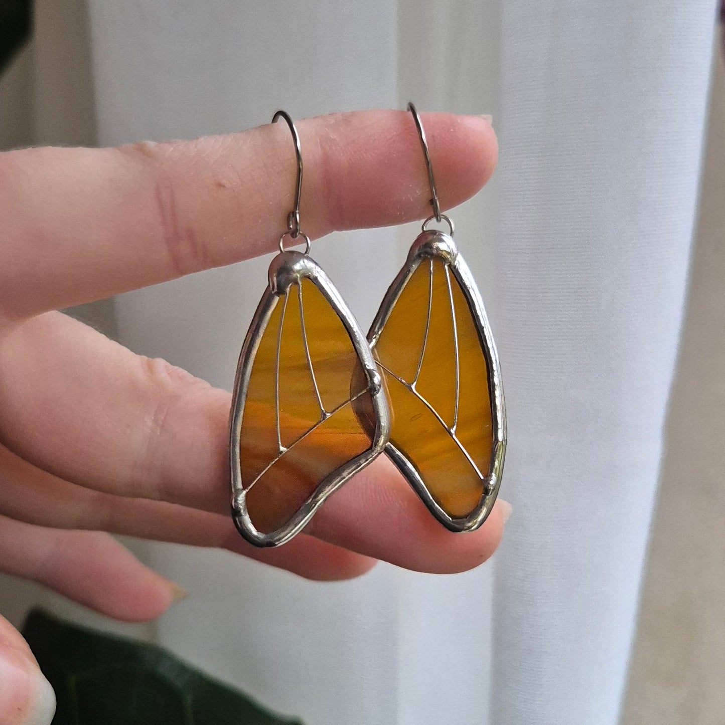 Amber Wispy Butterfly Wing Earrings