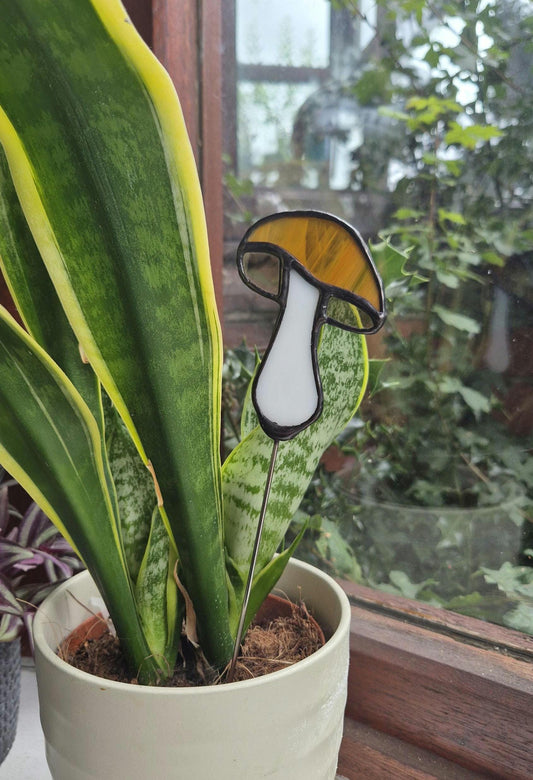 Mushroom Stained Glass Suncatcher Plant Stake