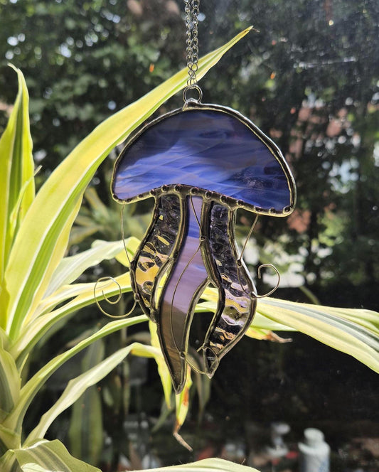 Stained Glass Purple Hanging Jellyfish