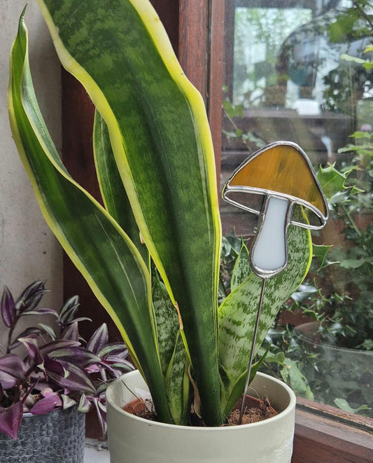 Mushroom Stained Glass Suncatcher Plant Stake