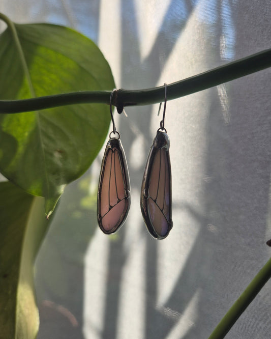 Pink Iridescent Small Wing Earrings