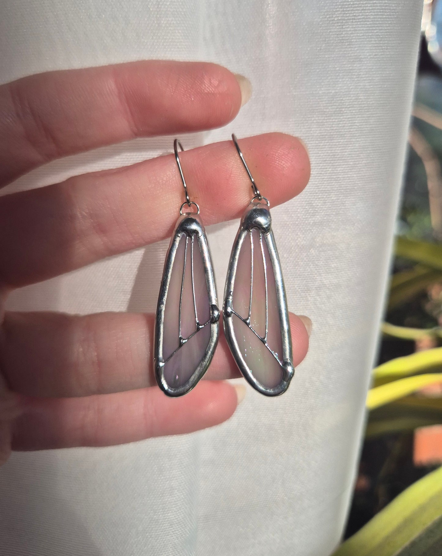Pink Iridescent Small Wing Earrings