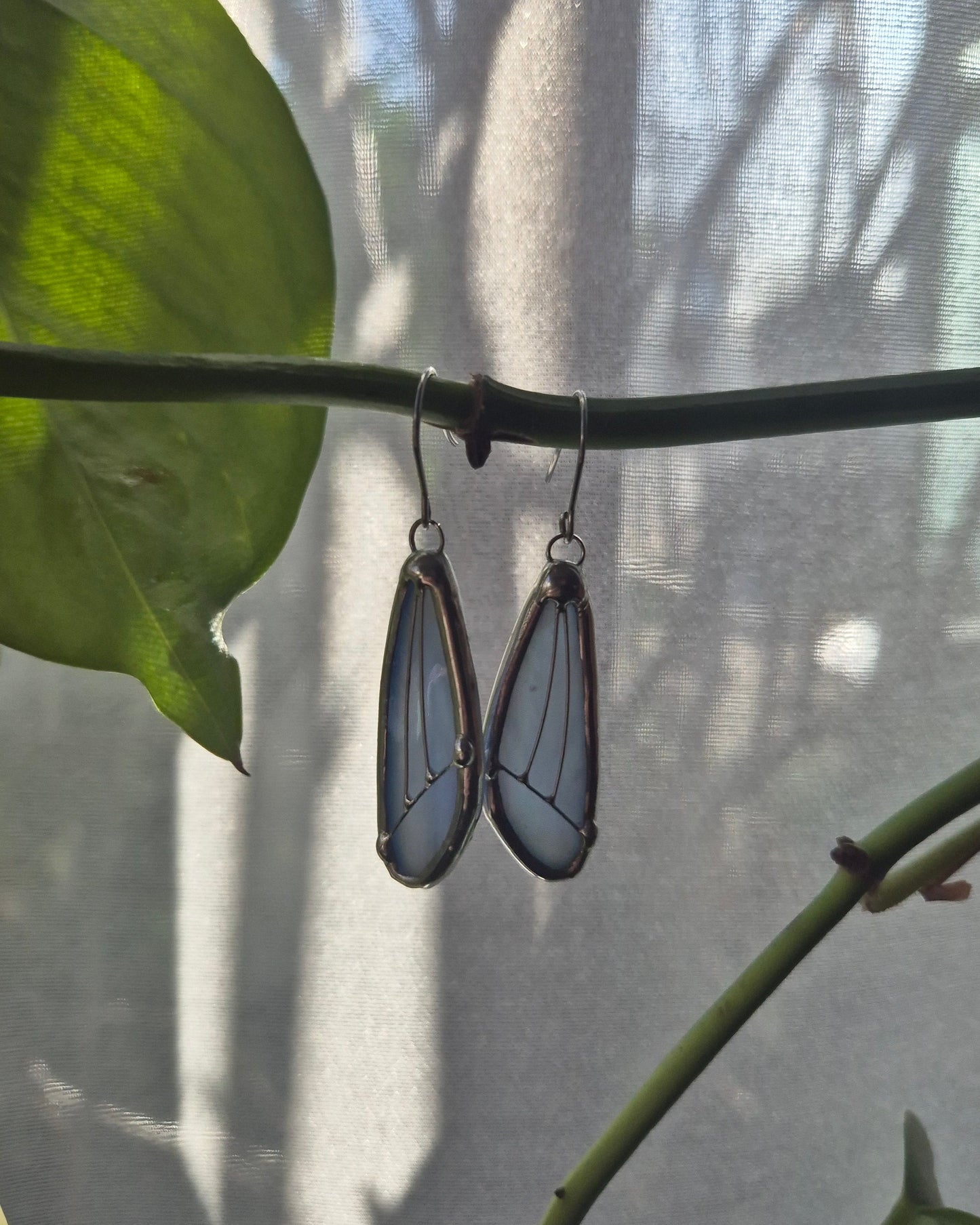 Baby Blue Iridescent Small Wing Earrings