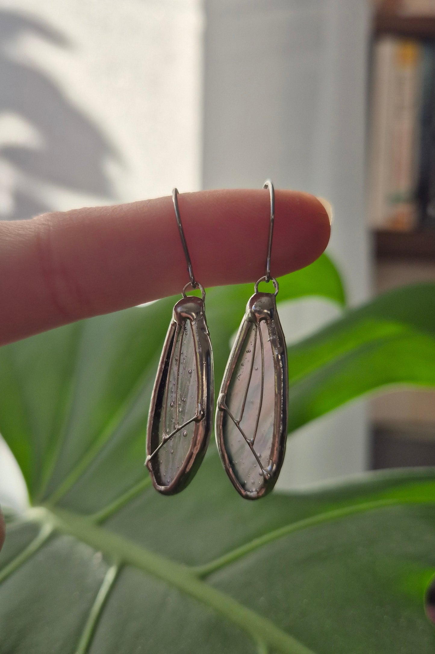 Pink Iridescent Wing Earrings