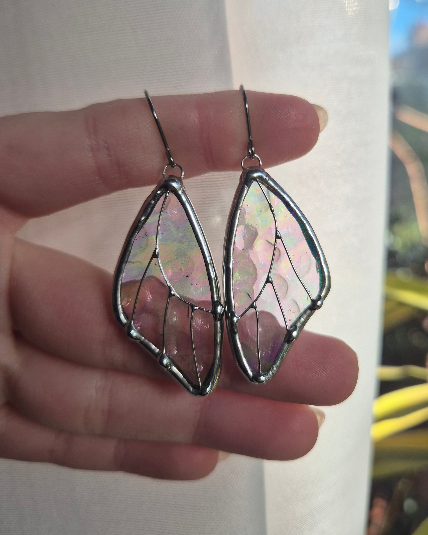 Clear Iridescent Butterfly Wing Earrings
