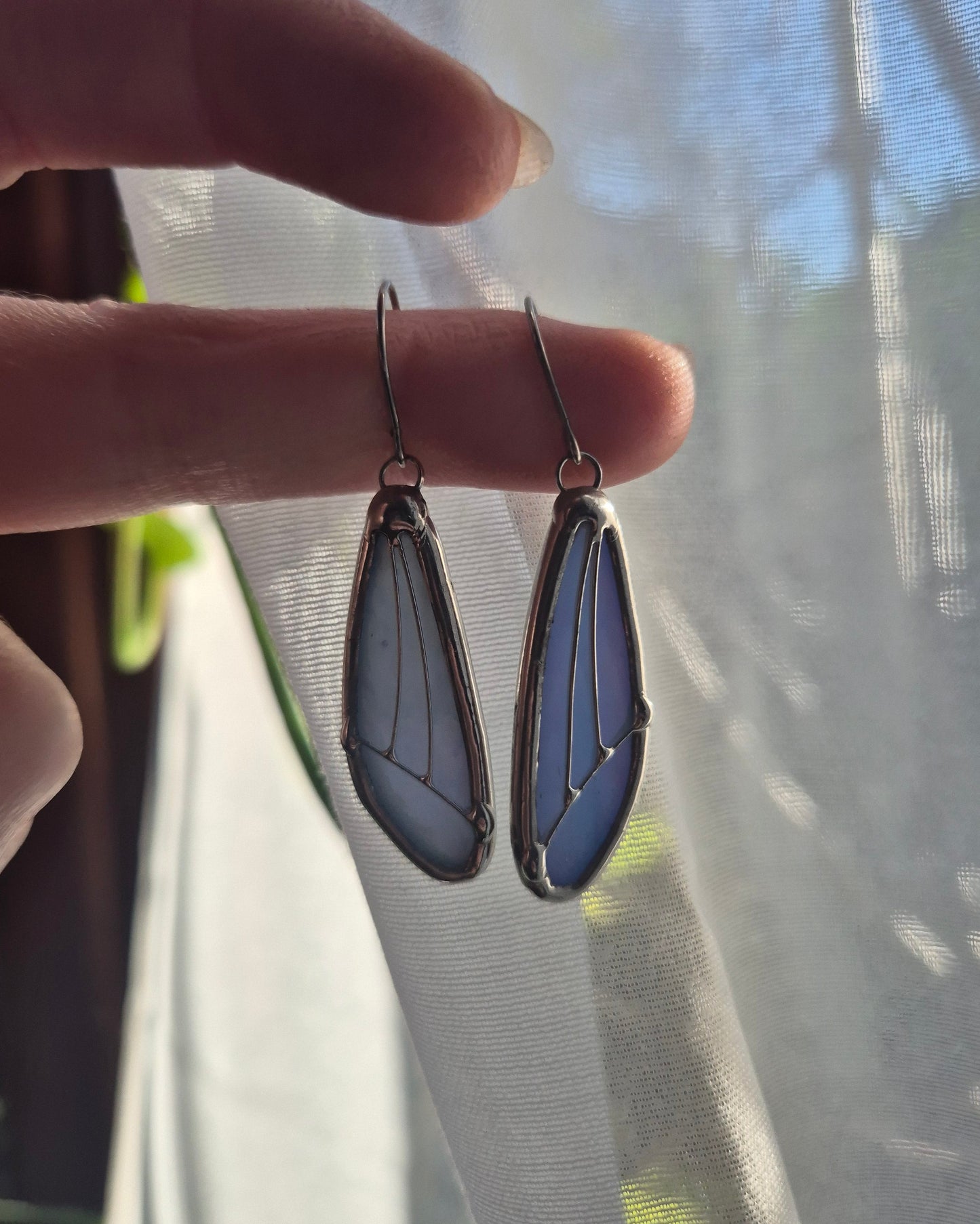 Baby Blue Iridescent Small Wing Earrings