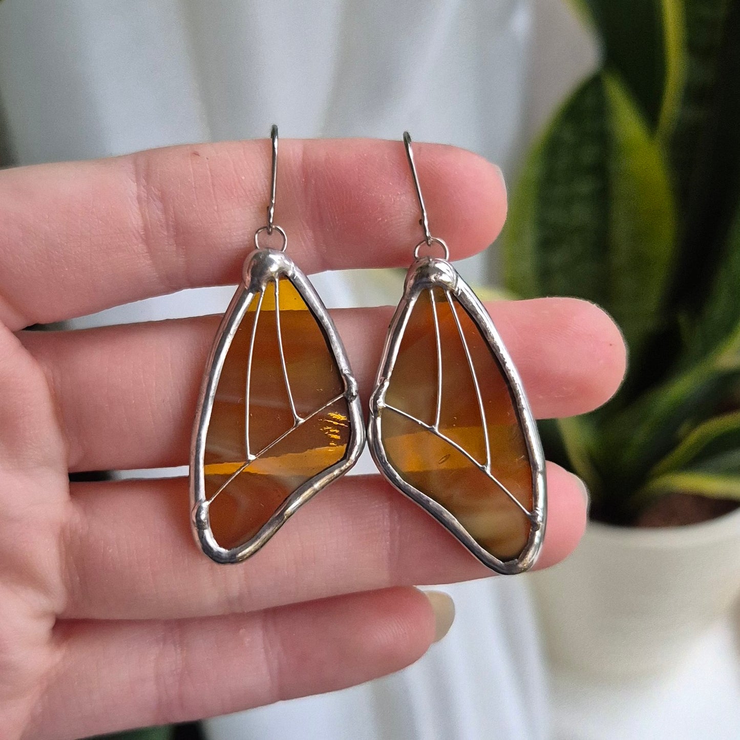 Amber Wispy Butterfly Wing Earrings