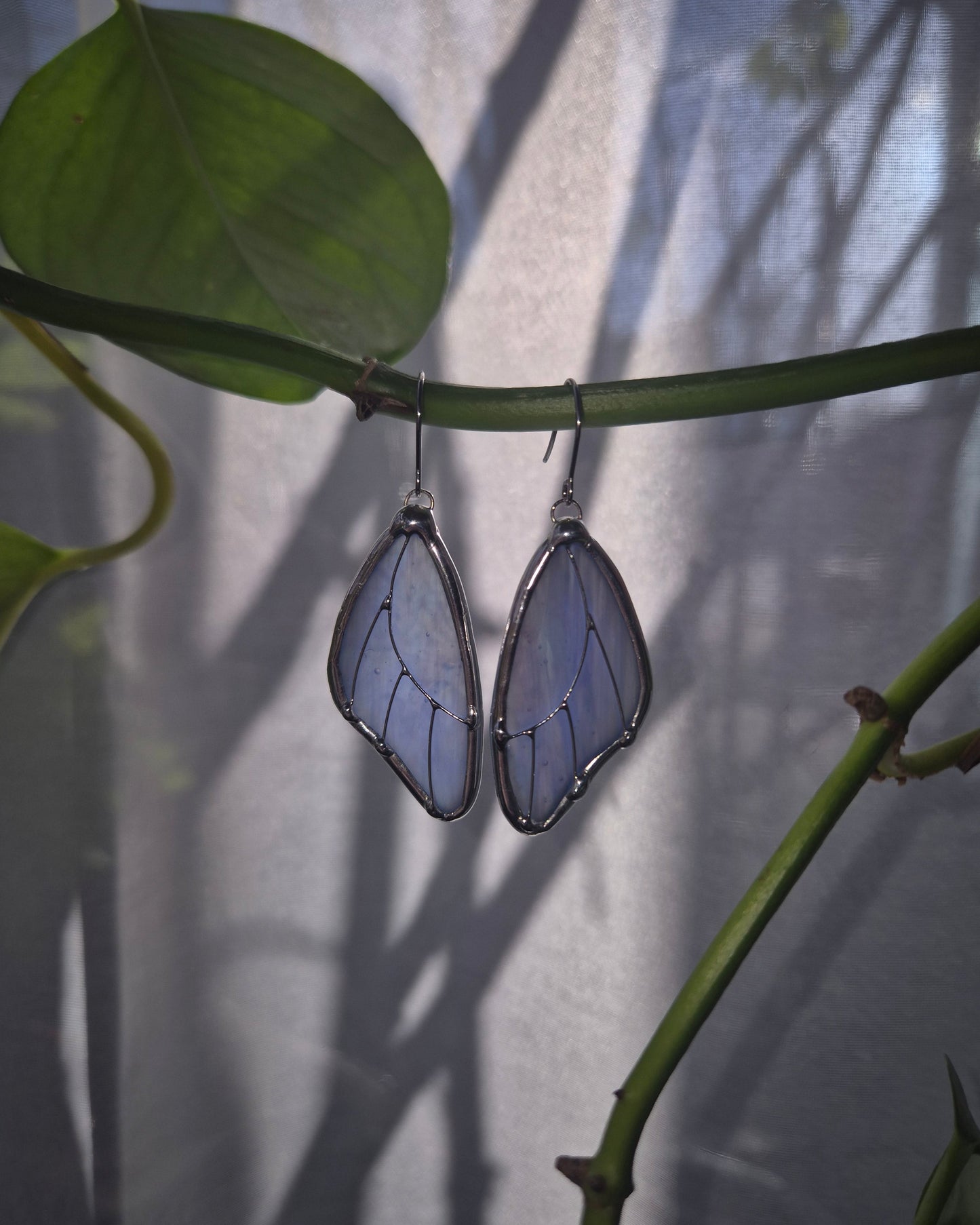 Baby Blue Iridescent Butterfly Wing Earrings