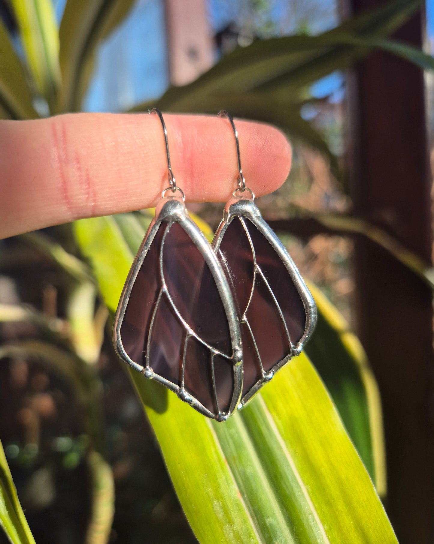 Burgundy Wispy Butterfly Wing Earrings