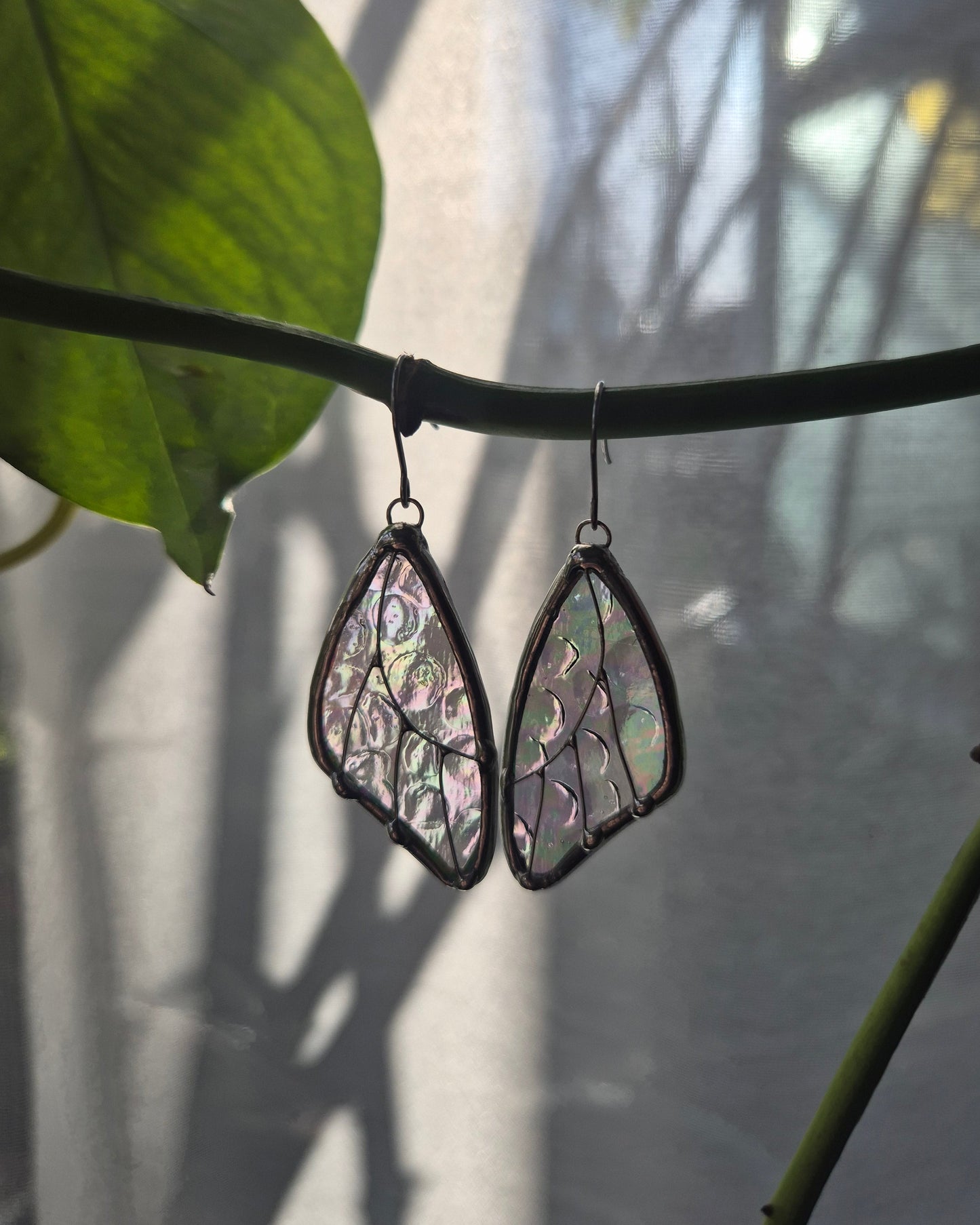 Clear Iridescent Butterfly Wing Earrings