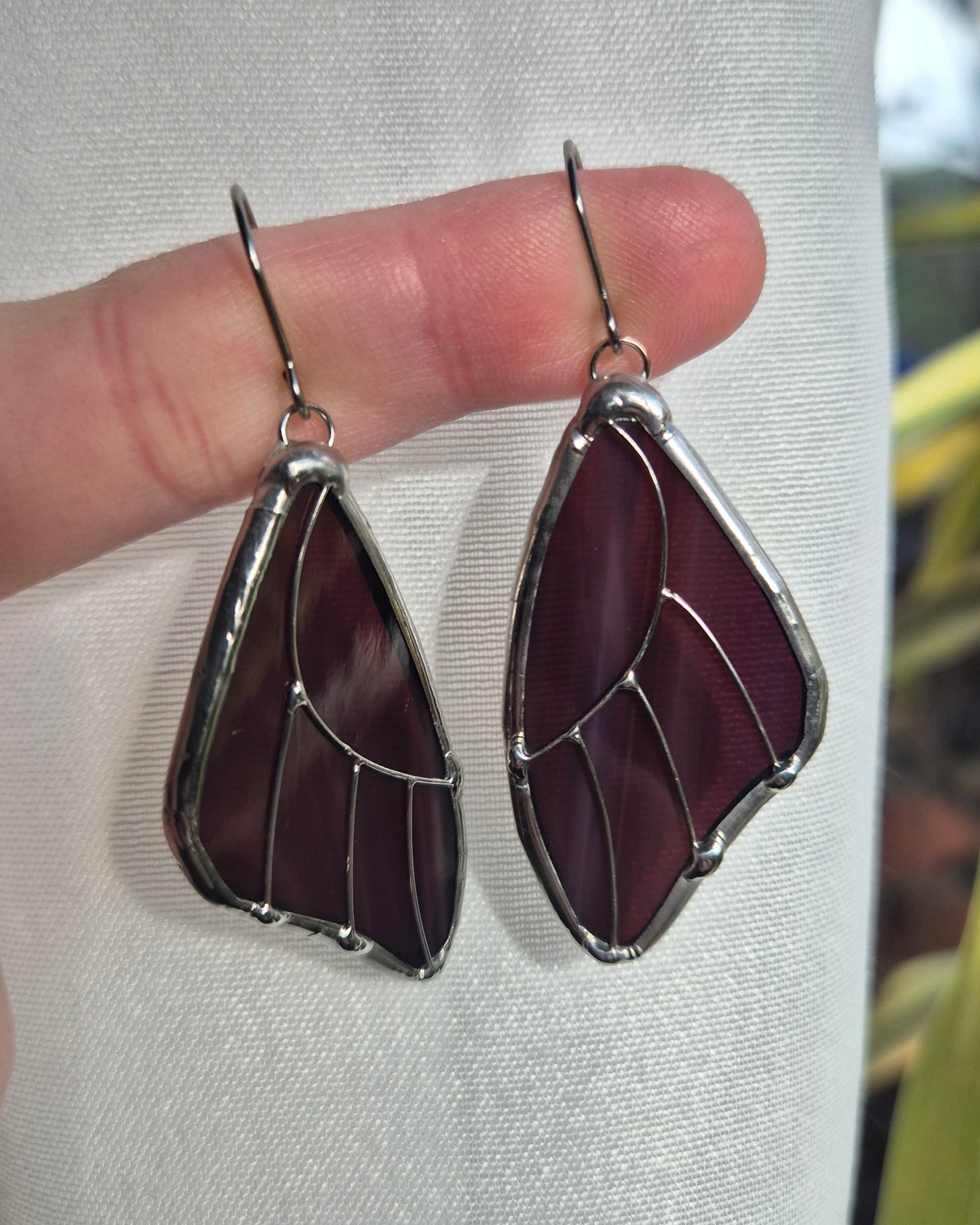 Burgundy Wispy Butterfly Wing Earrings