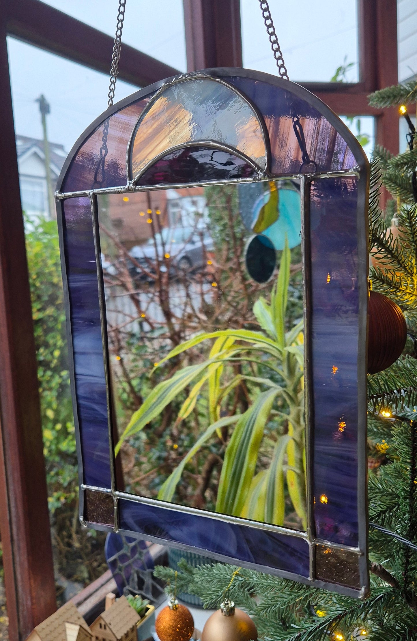 Purple Crescent Moon Mirror