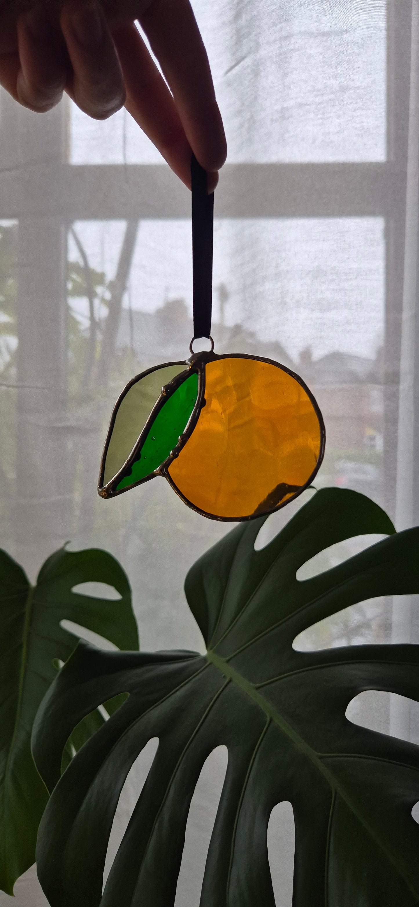 Orange Stained Glass Hanging - Small