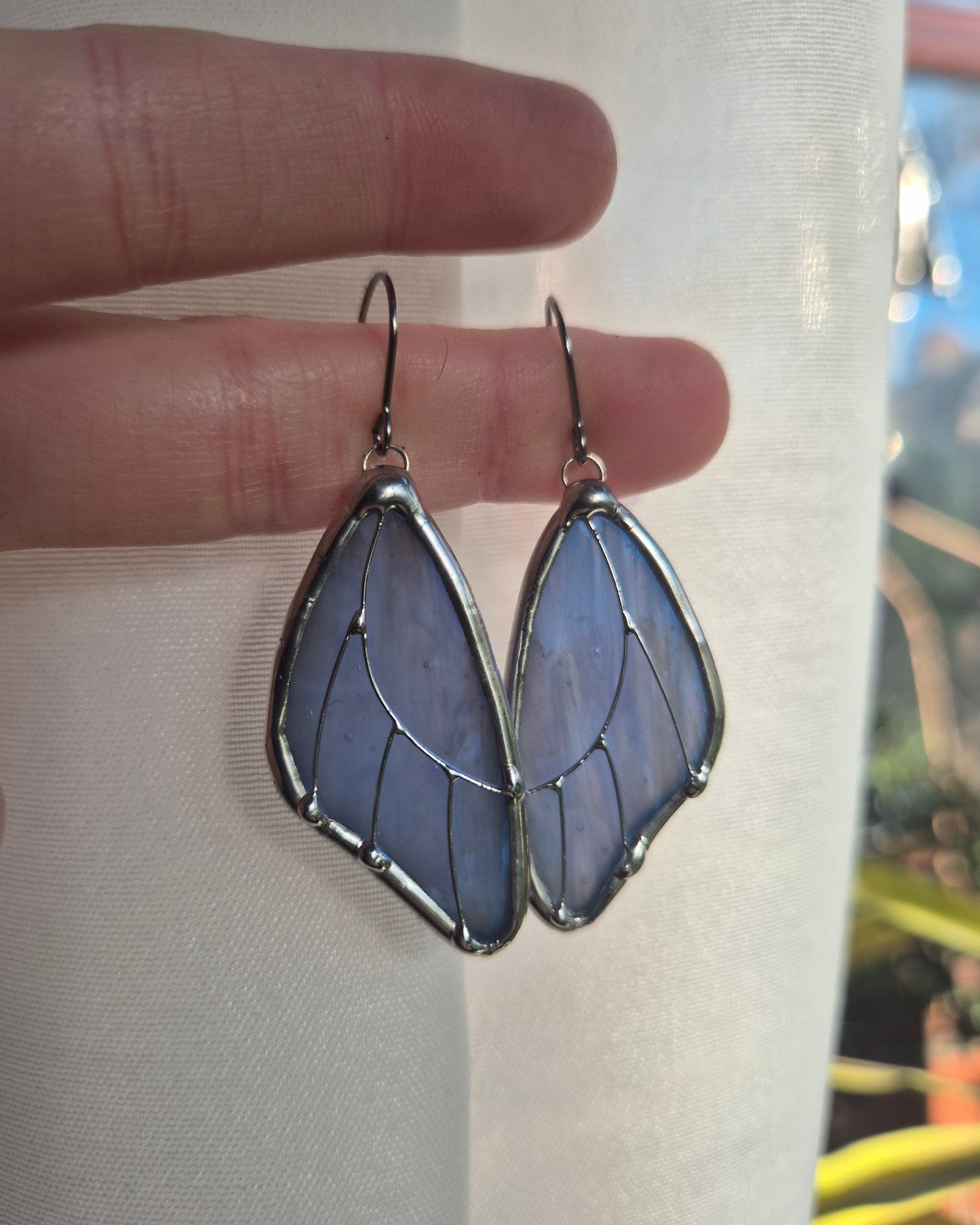 Baby Blue Iridescent Butterfly Wing Earrings