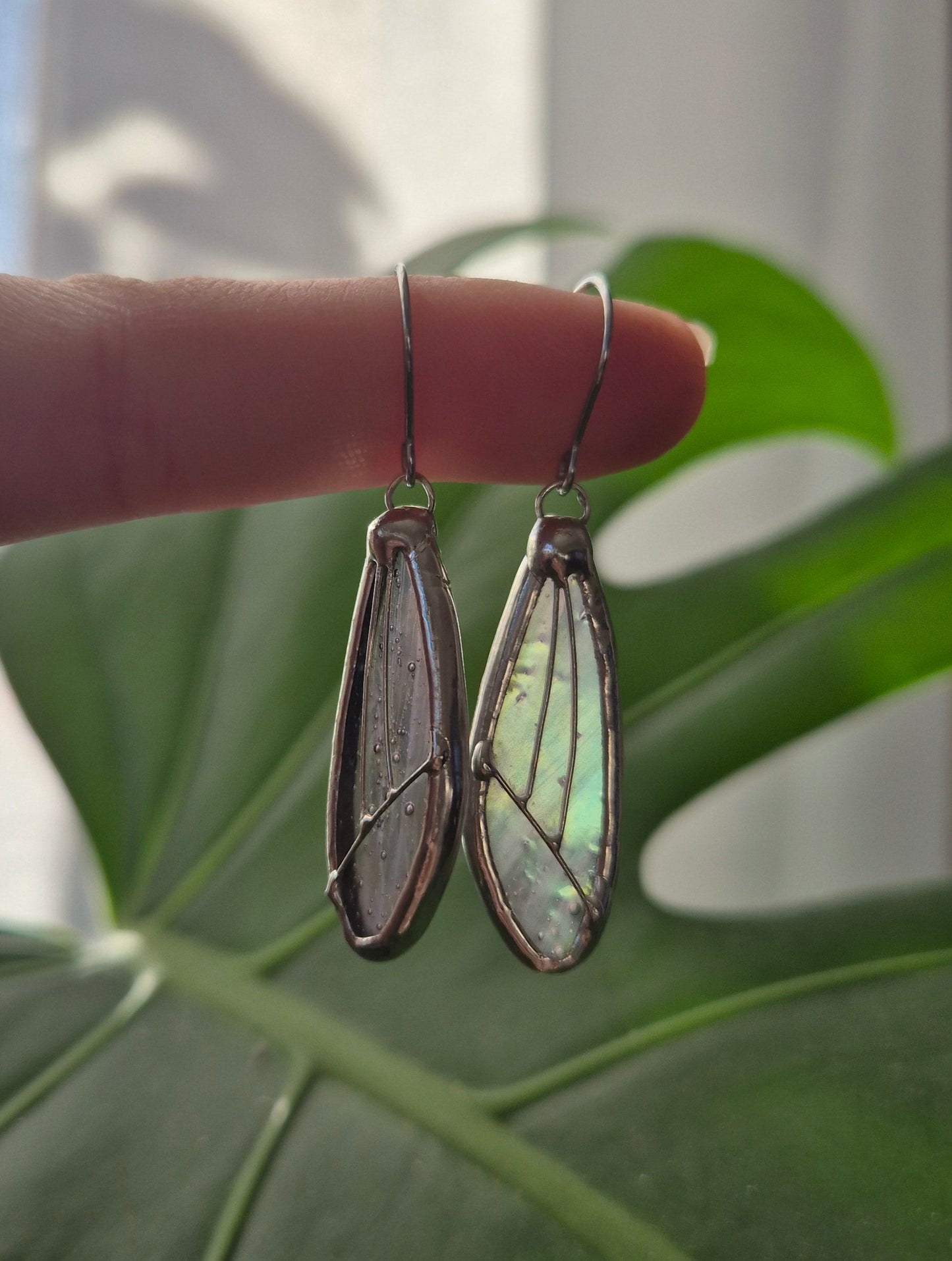 Pink Iridescent Wing Earrings