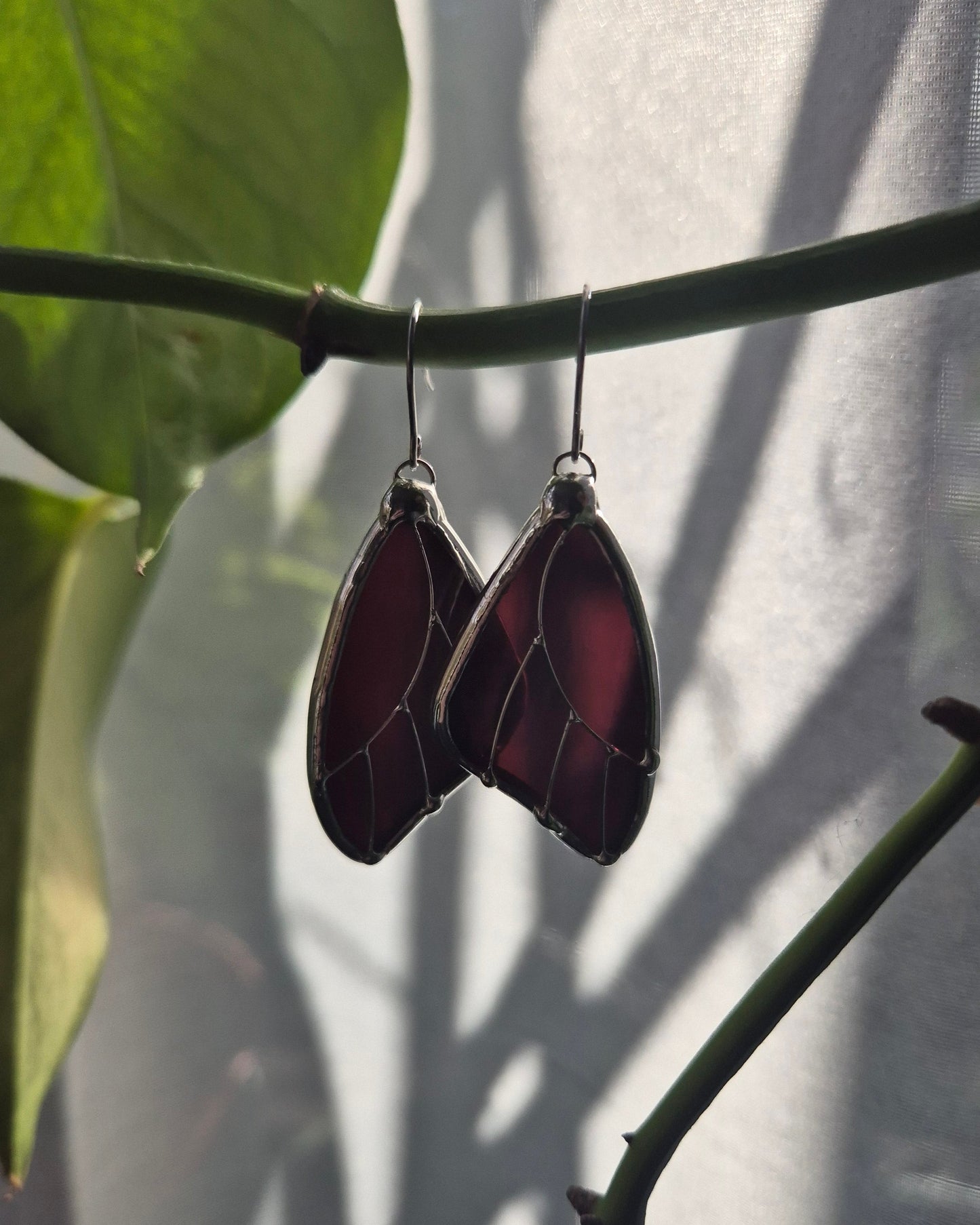Burgundy Wispy Butterfly Wing Earrings