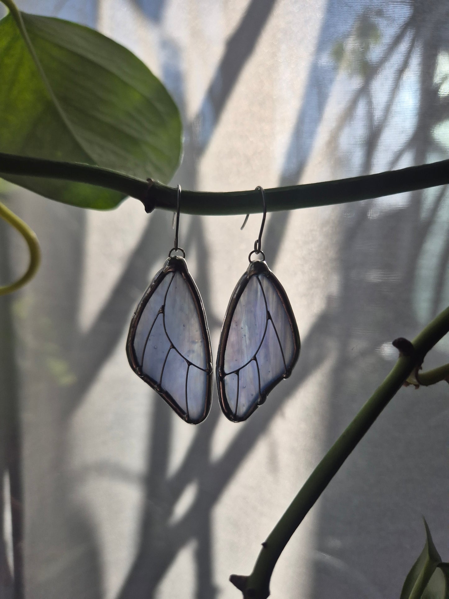 Baby Blue Iridescent Butterfly Wing Earrings