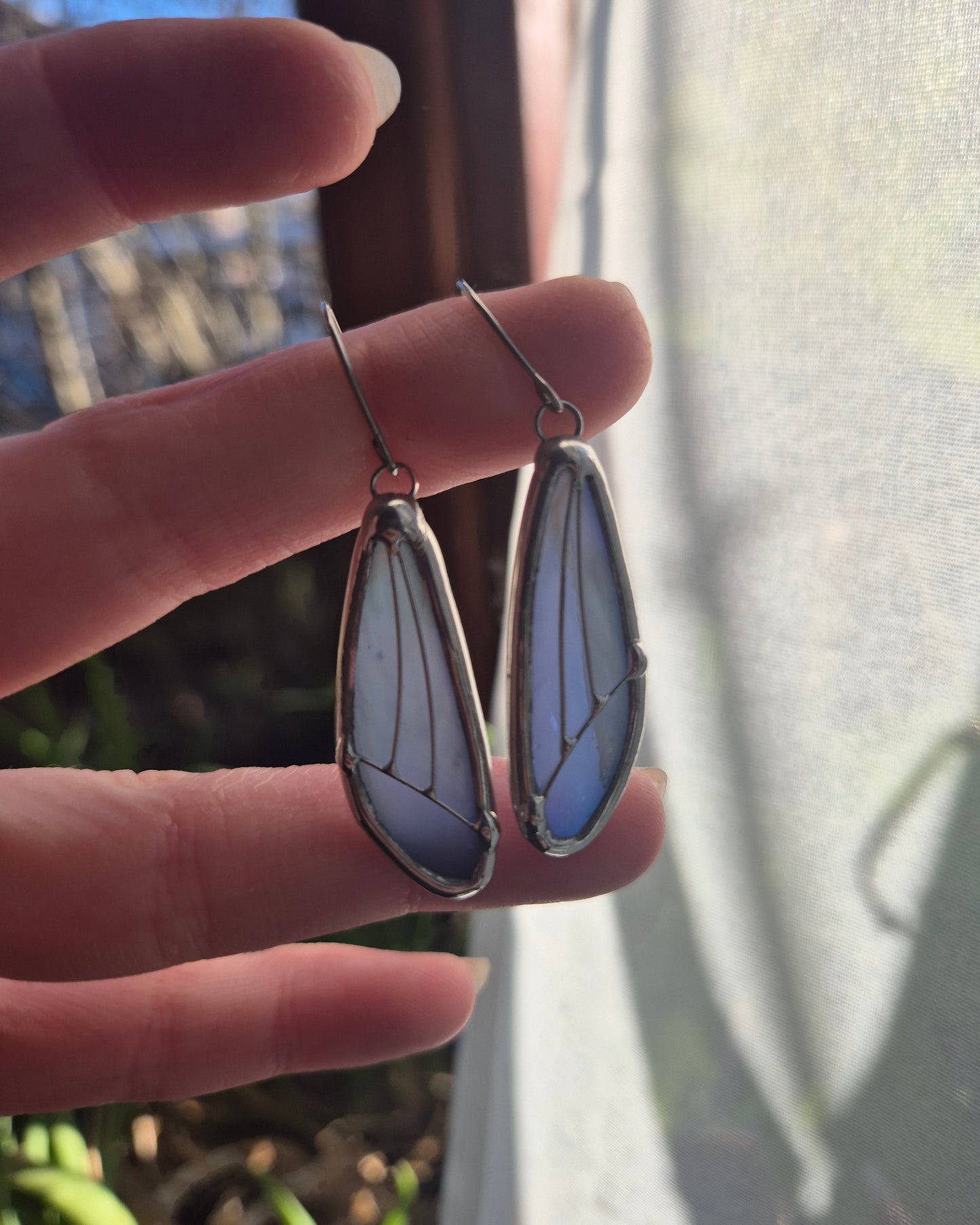 Baby Blue Iridescent Small Wing Earrings