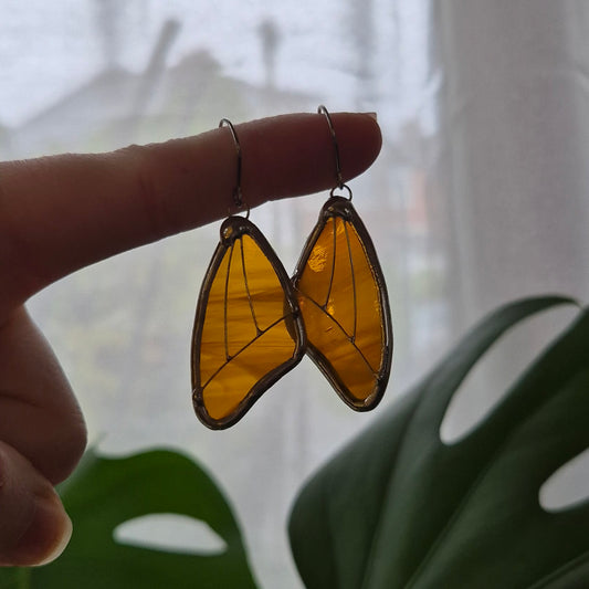 Amber Wispy Butterfly Wing Earrings