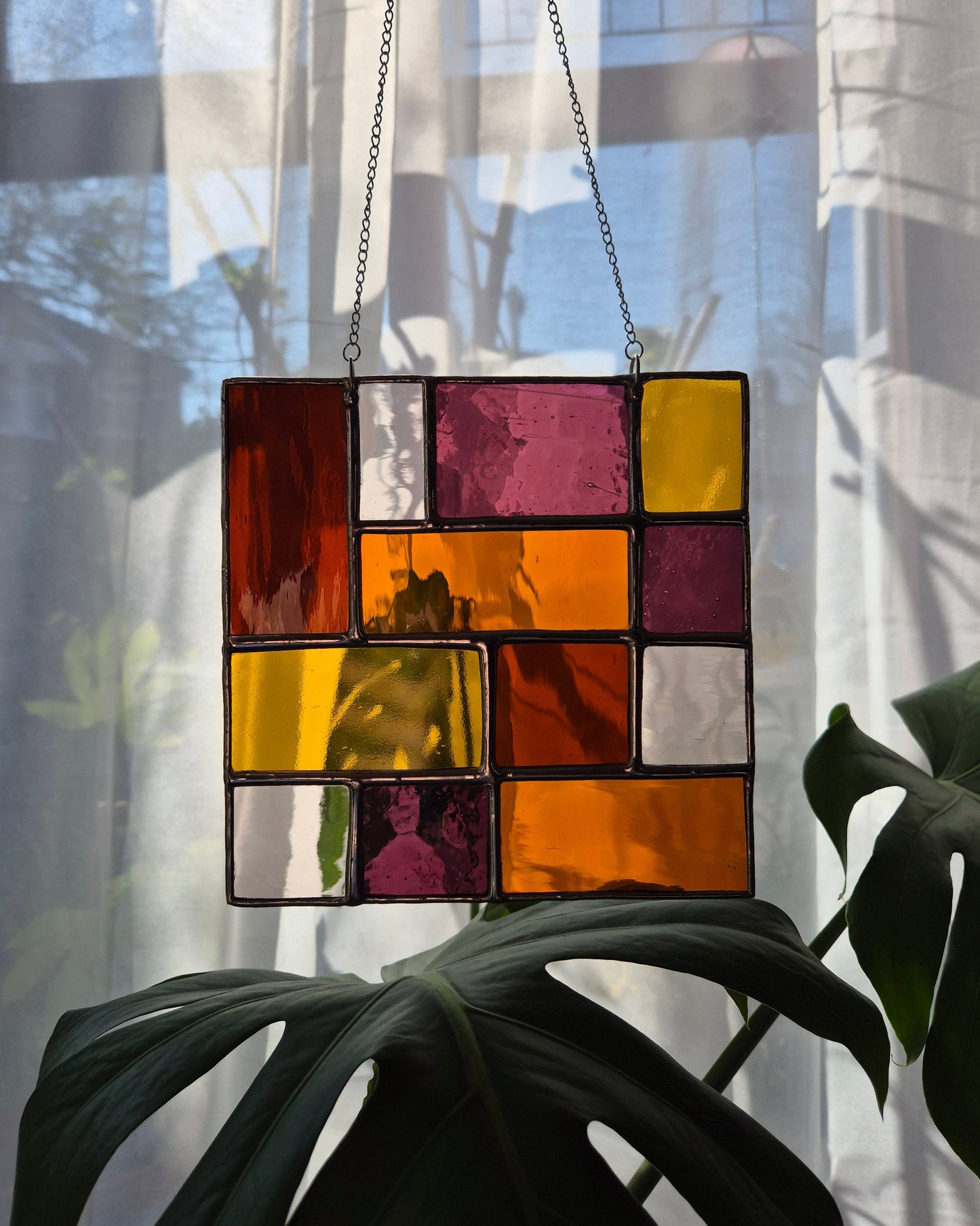 Amber & Purple Abstract Square