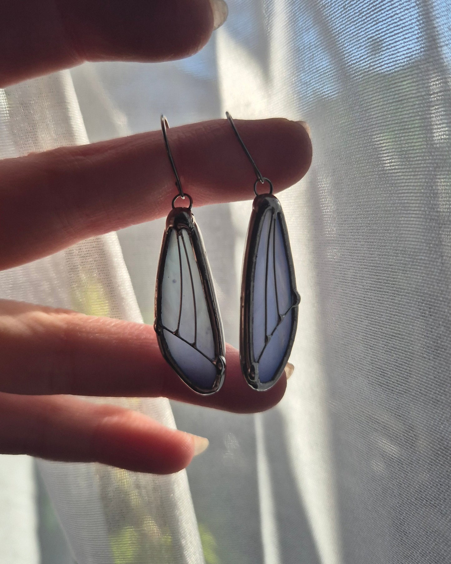 Baby Blue Iridescent Small Wing Earrings