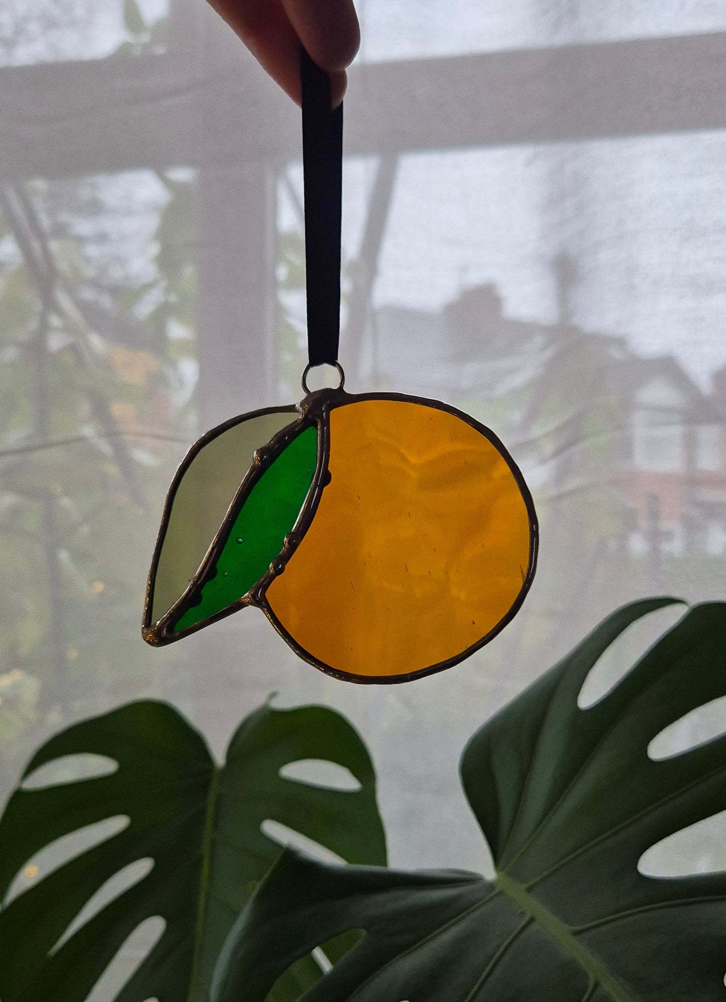 Orange Stained Glass Hanging - Small