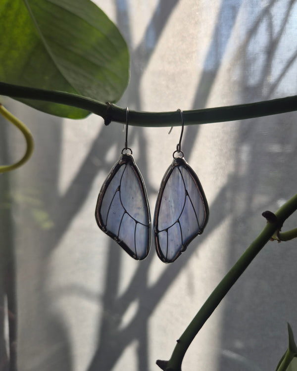 Baby Blue Iridescent Butterfly Wing Earrings