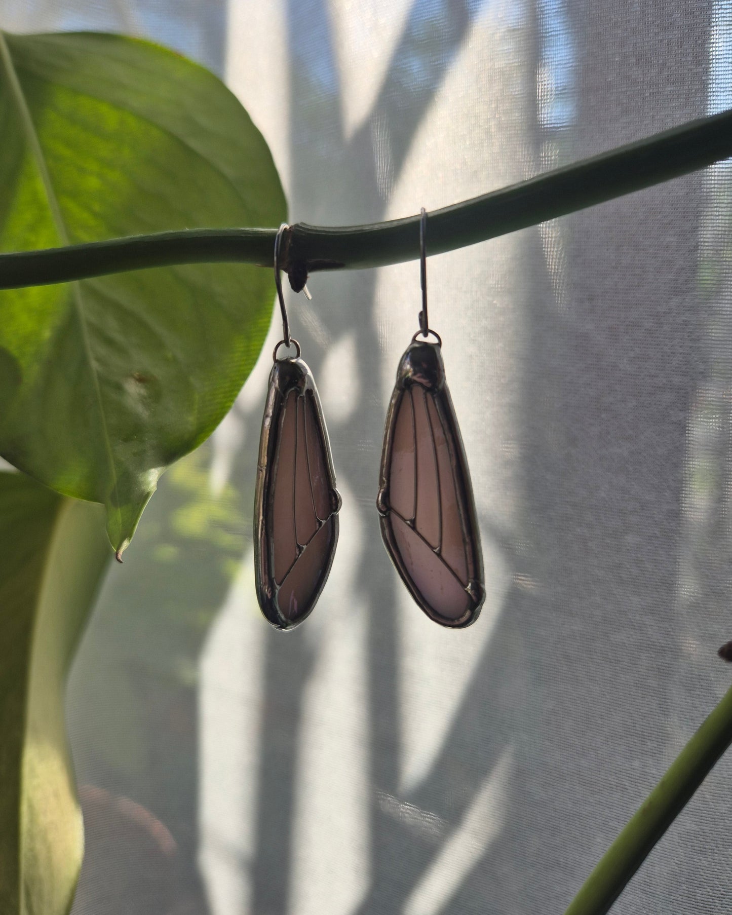 Pink Iridescent Small Wing Earrings