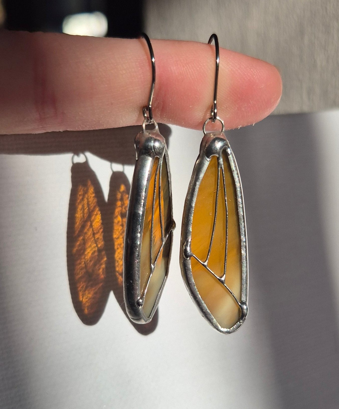 Amber Wispy Wing Earrings