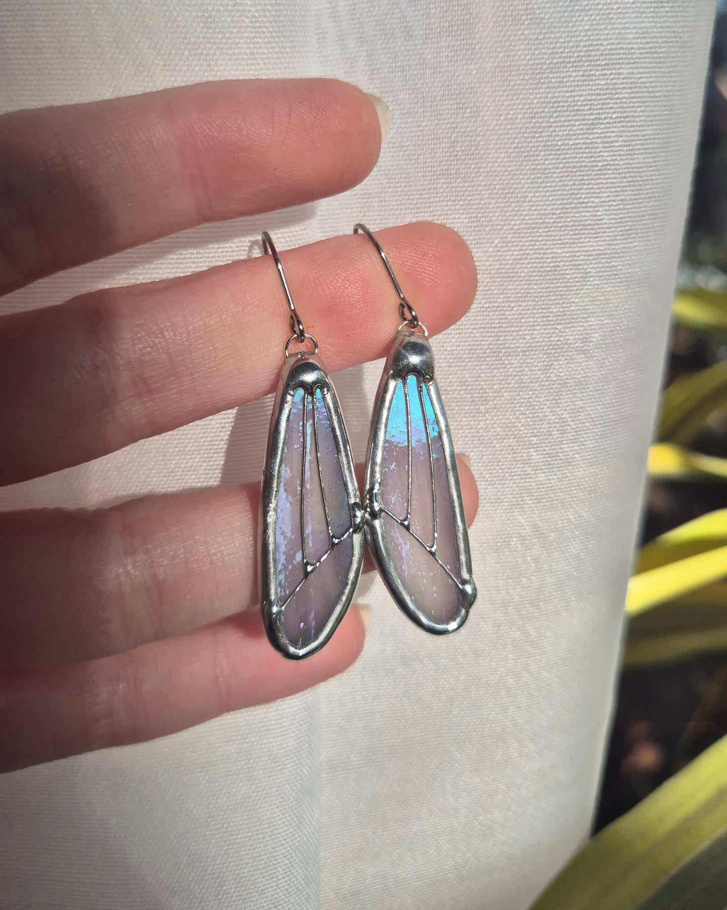 Pink Iridescent Small Wing Earrings