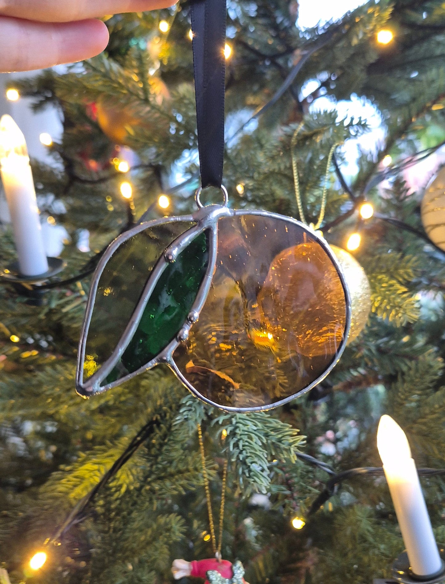 Orange Stained Glass Hanging - Small