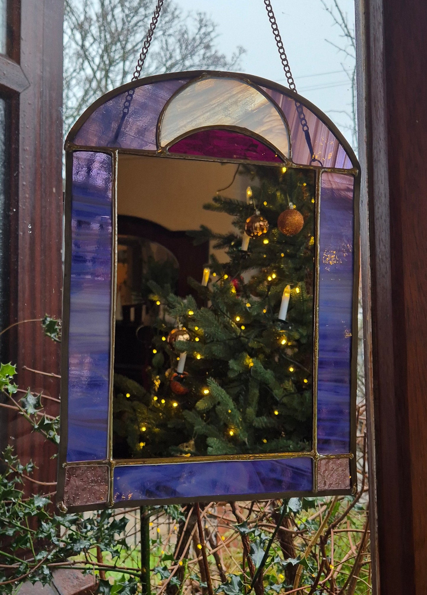 Purple Crescent Moon Mirror